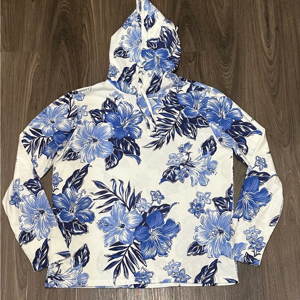 Brand NWT Polo by Ralph Lauren Floral Print Long Sleeve Hooded Shirt